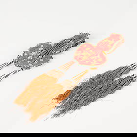 Chinese Qing Embroidered Silk Incense Pouch: Chinese embroidered silk double gourd form propitious perfume pouch or scent purse, Qing dynasty. With perimeter of alternating white and blue hues; the red ground embroidered with floral forms along