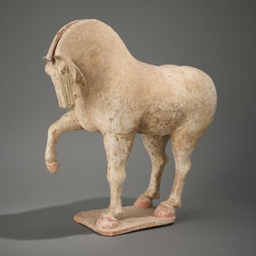 Chinese Tang Dynasty Terracotta Prancing Horse