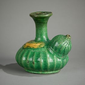 Chinese Late Ming Sancai Pottery Kendi Vessel