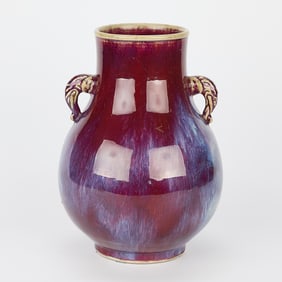 Large Chinese Qing Oxblood Porcelain Hu Vase