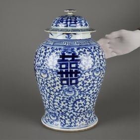 Chinese Blue & White Porcelain Ginger Jar Vase