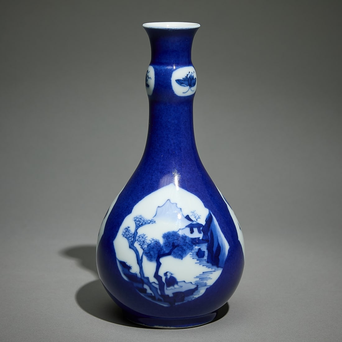 Chinese Qing Kangxi Style Blue & White Bottle Vase (1 of 5)
