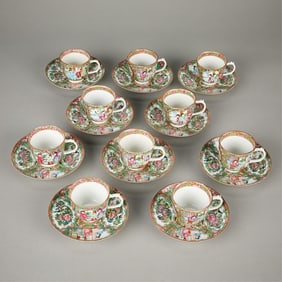 Set 20 Chinese Famille Rose Teacups & Saucers