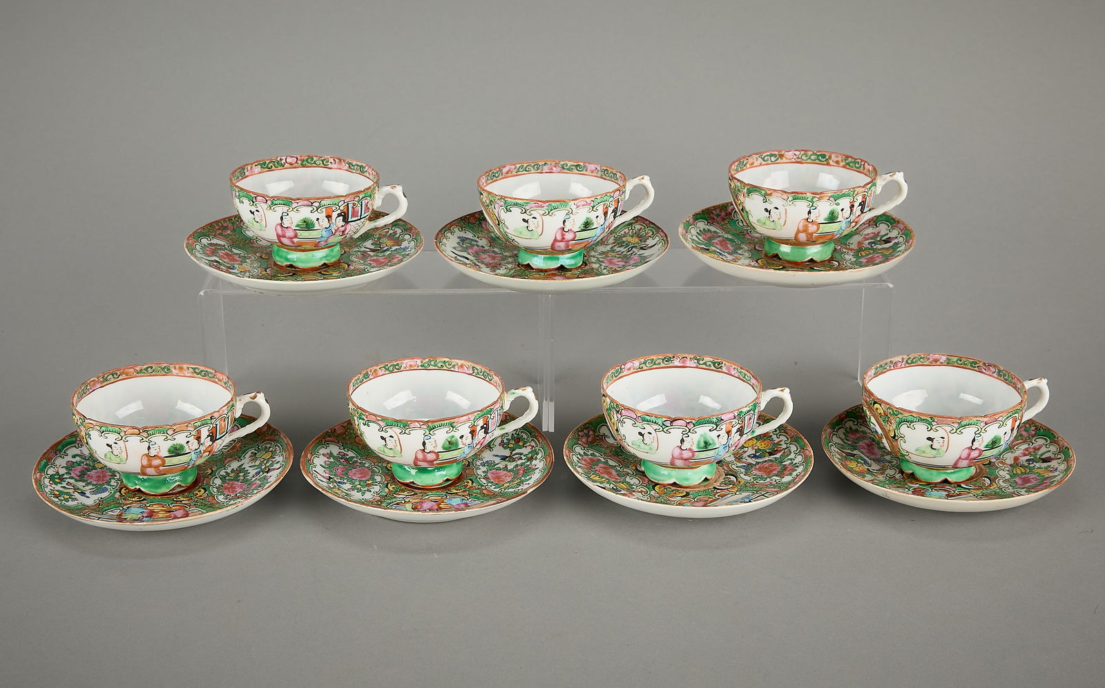 Set 14 19th c. Chinese Famille Rose Cups & Saucers (1 of 6)