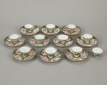 Set 21 19th c. Chinese Rose Diminutive Dishes