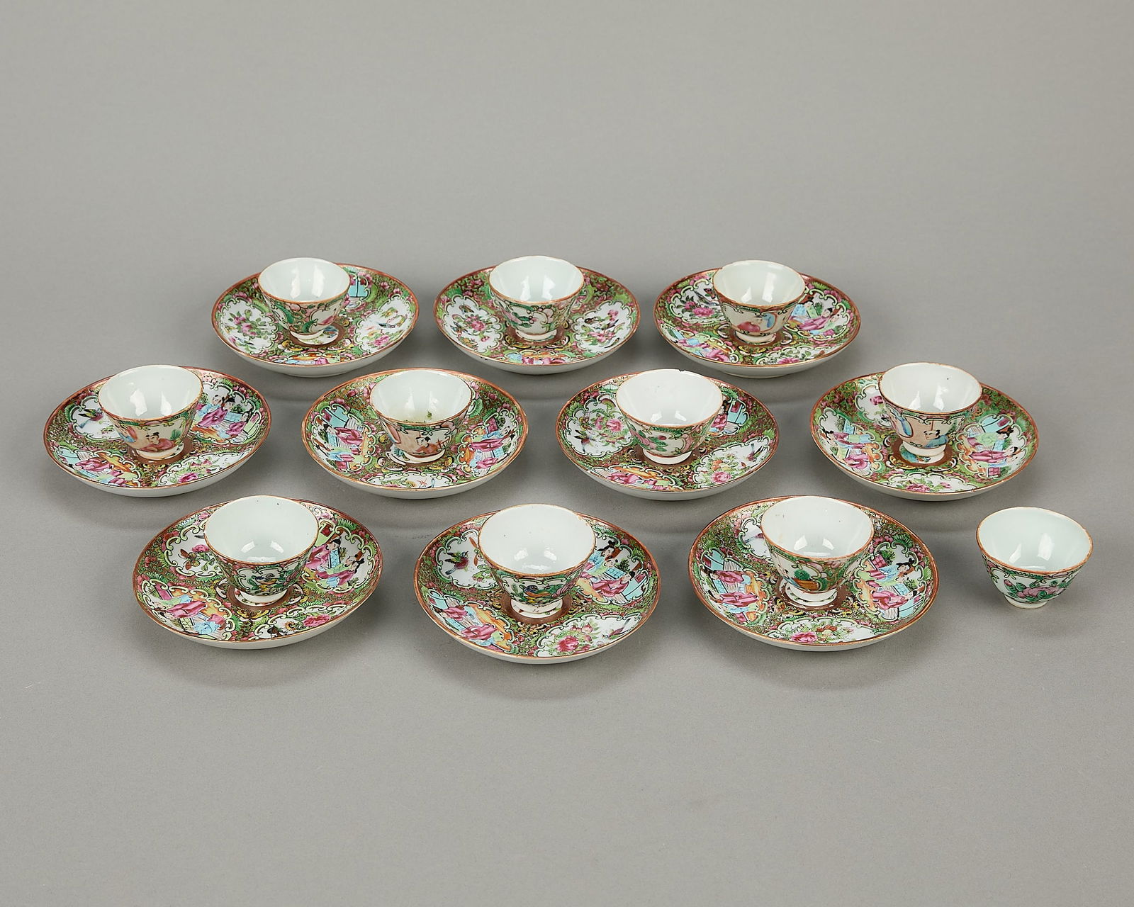 Set 21 19th c. Chinese Rose Diminutive Dishes (1 of 6)