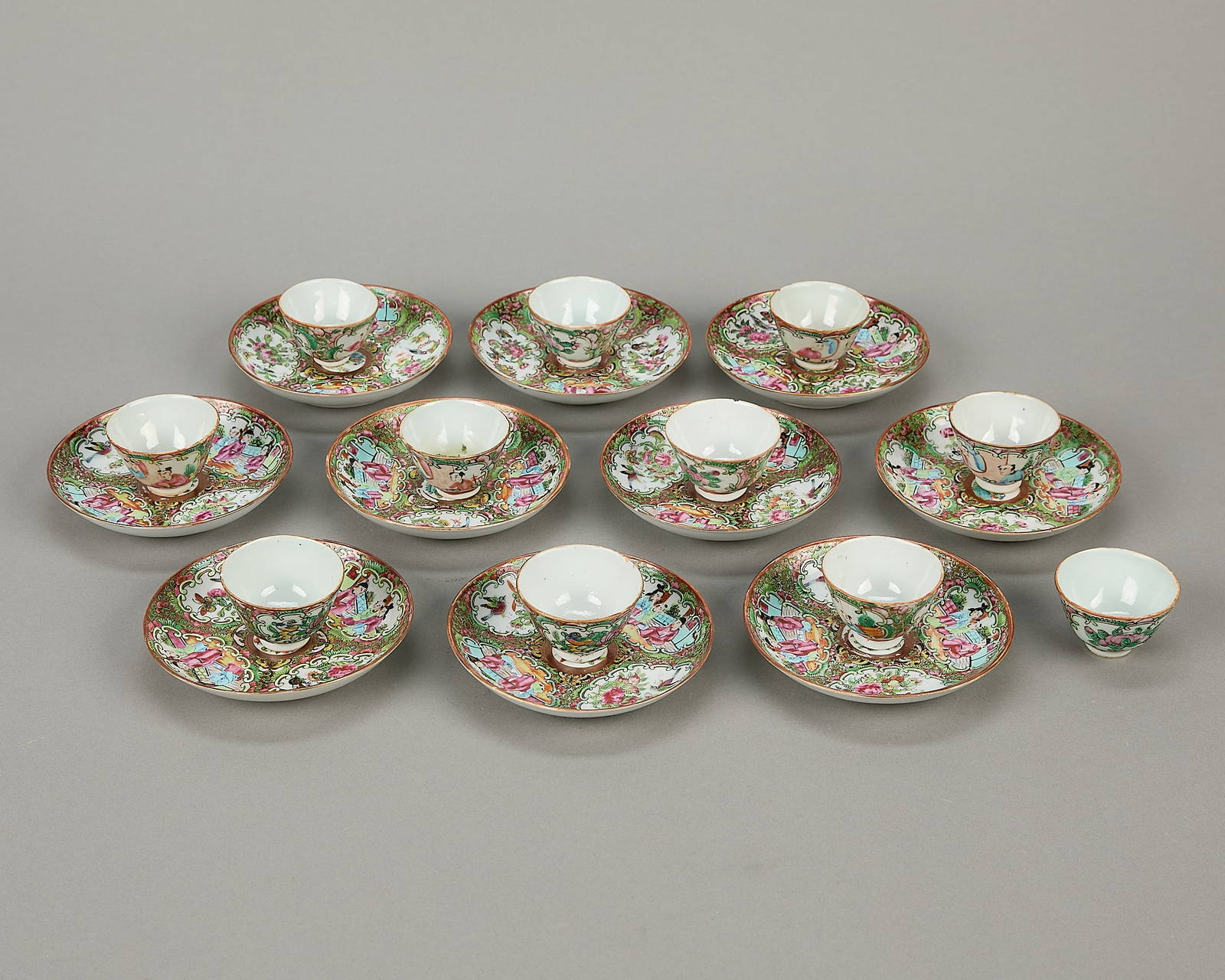 Set 21 19th c. Chinese Rose Diminutive Dishes
