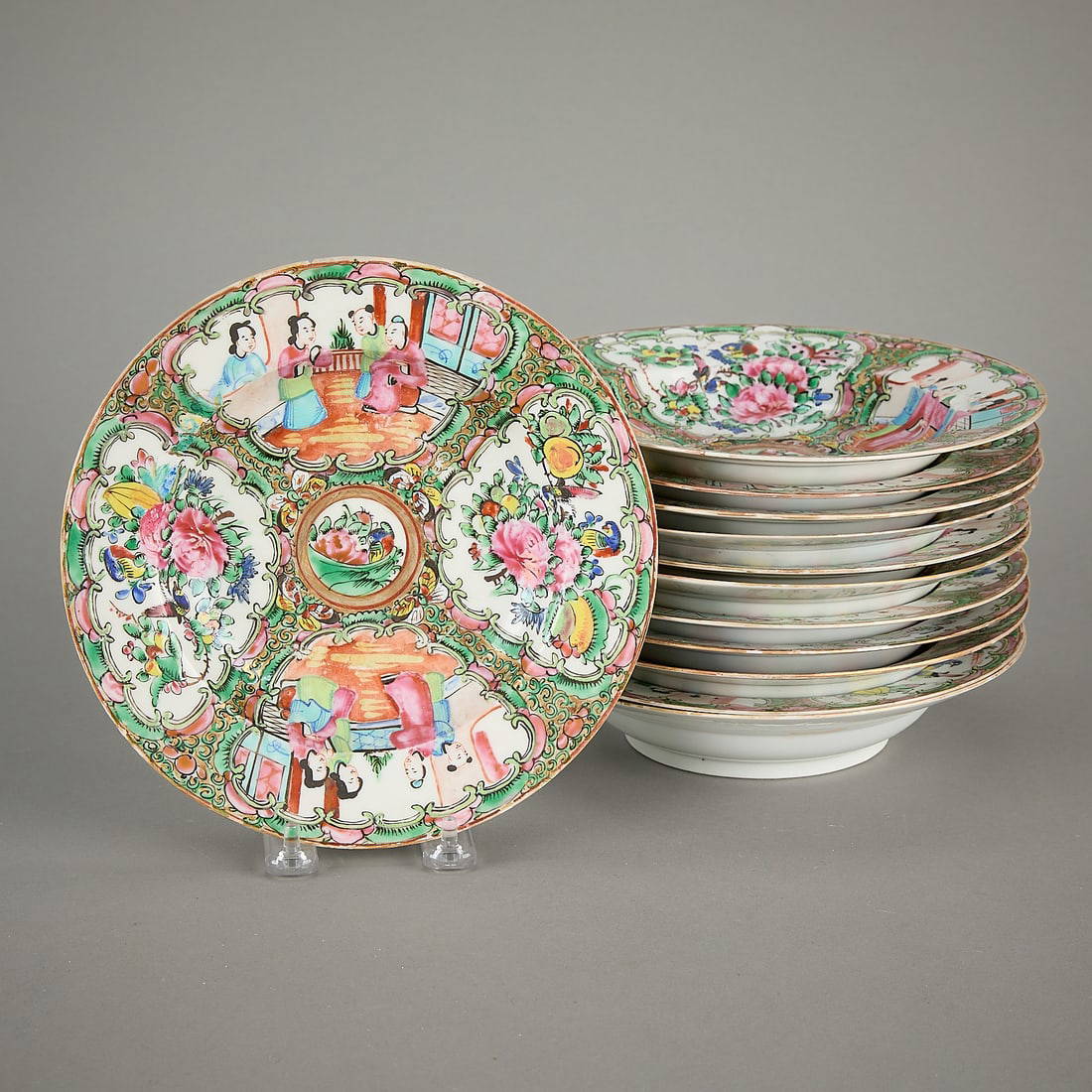 Set 12 19th c. Chinese Famille Rose Mandarin Bowls