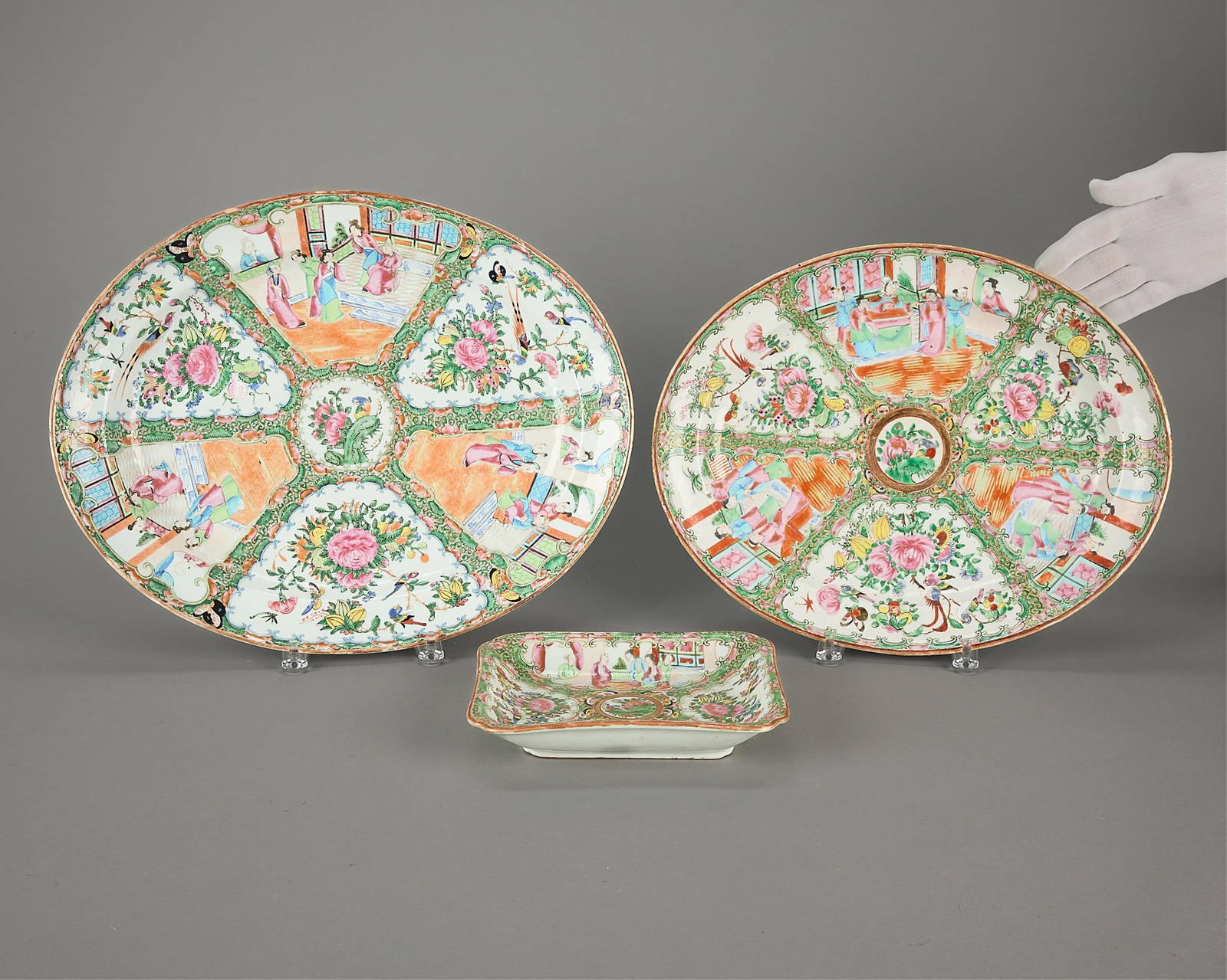 3 19th c. Chinese Famille Rose Porcelain Platters