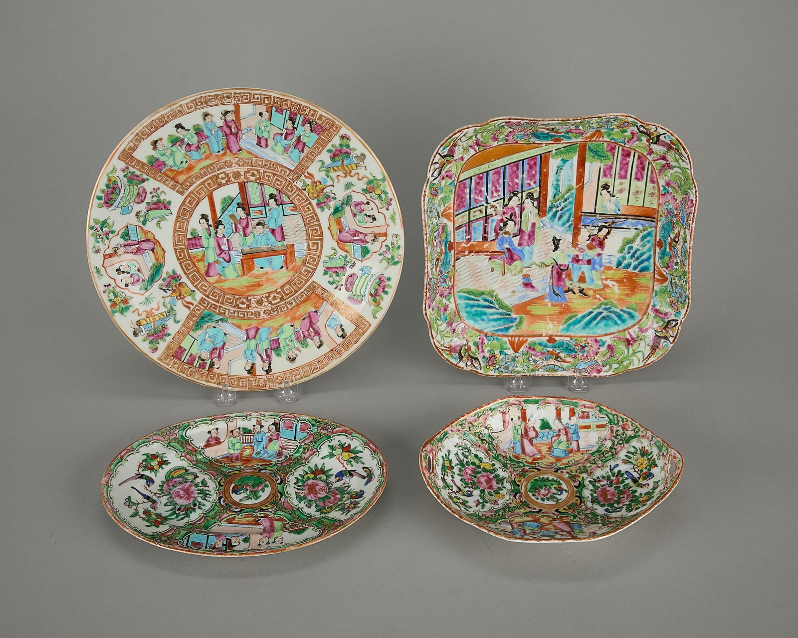4 19th c. Chinese Famille Rose Mandarin Trays (1 of 5)