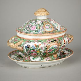 19th c. Chinese Famille Rose Tureen & Undertray