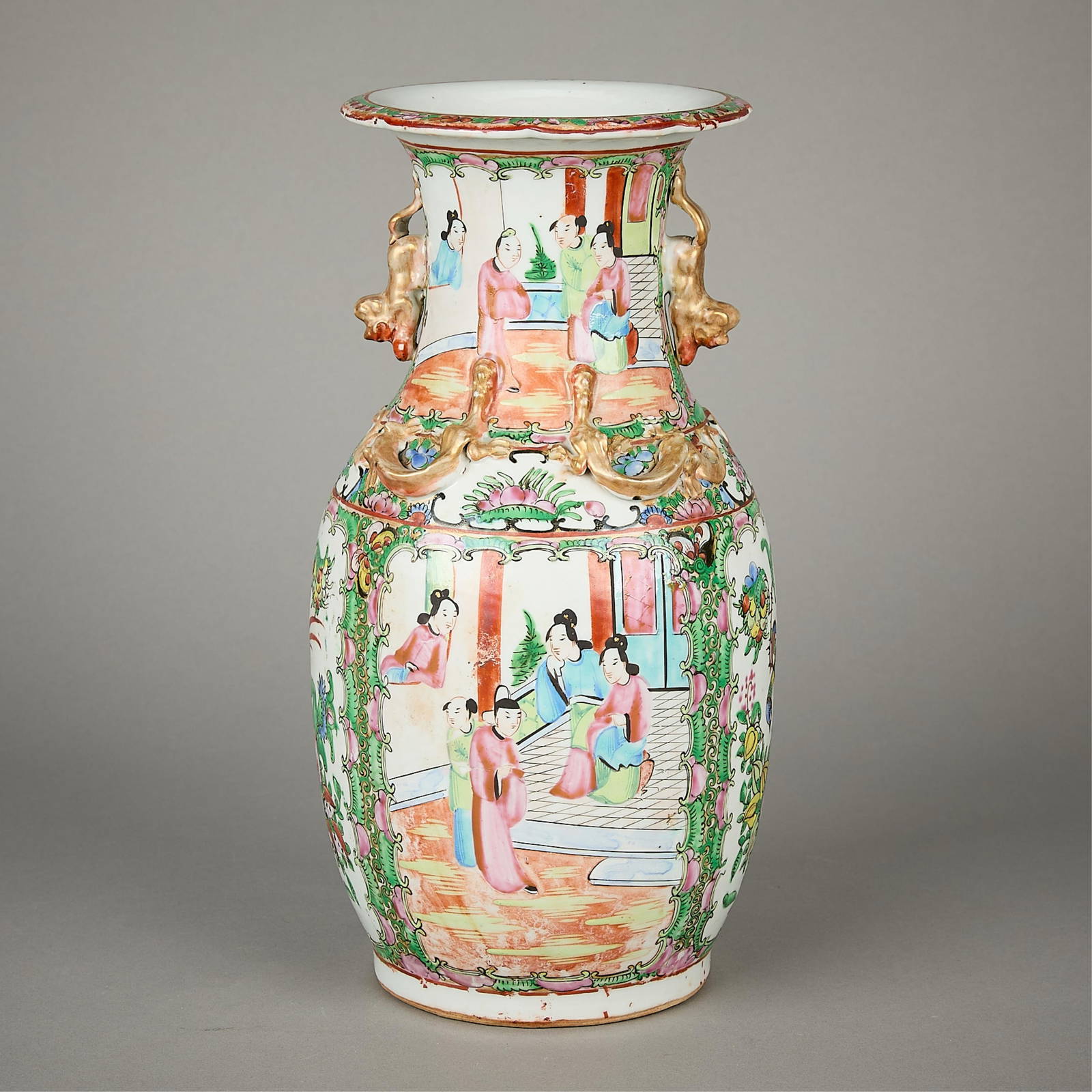 19th c. Chinese Famille Rose Mandarin Vase