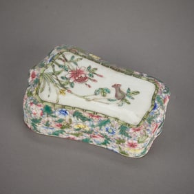 Chinese Famille Rose Porcelain Lidded Trinket Box
