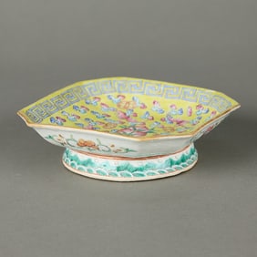 Chinese Qing Famille Rose Porcelain Pedestal Dish