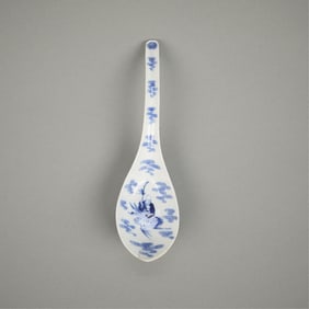 Chinese Immortal on Crane Porcelain Spoon