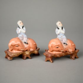 Pair Chinese PRC Republic Ceramic Elephants