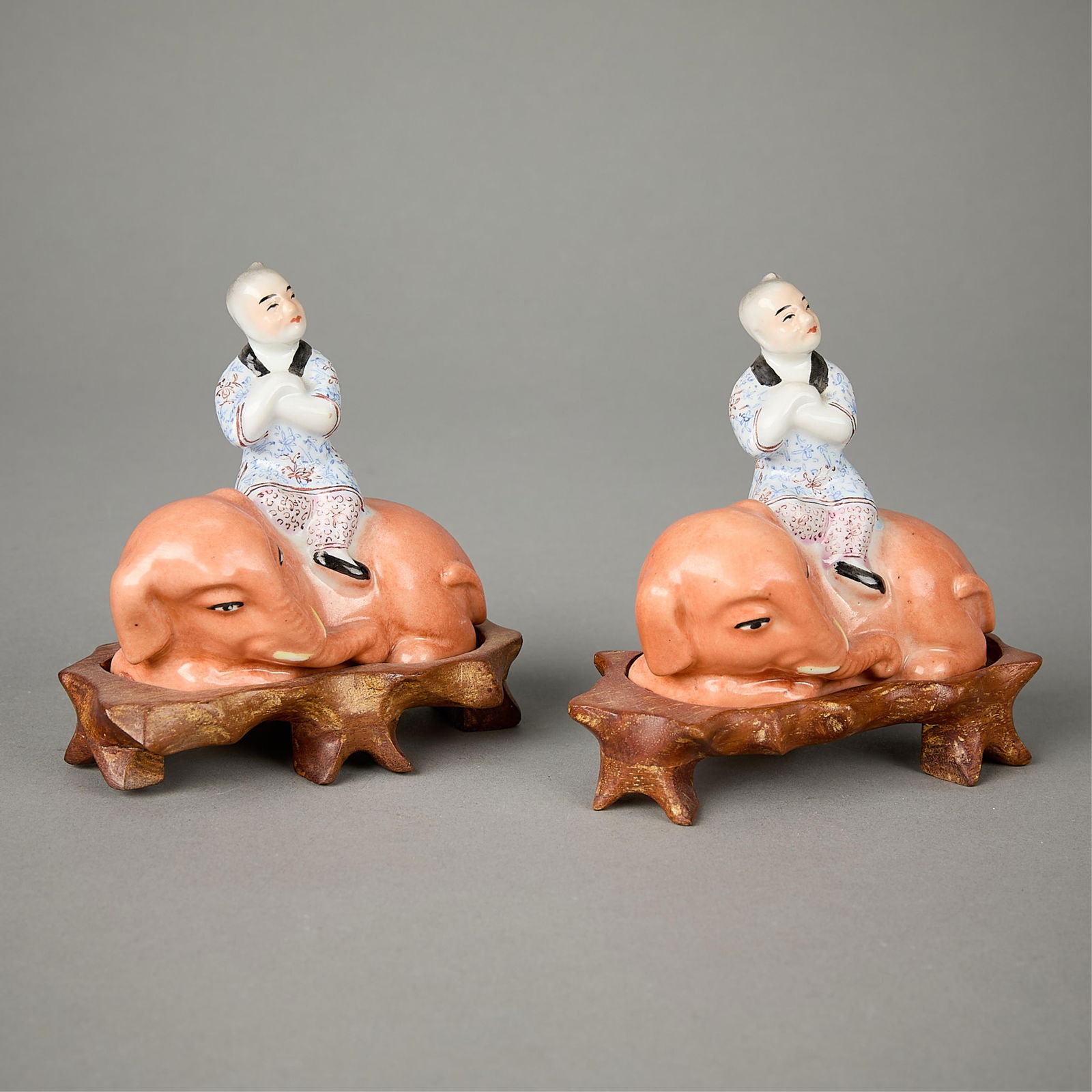 Pair Chinese PRC Republic Ceramic Elephants (1 of 4)