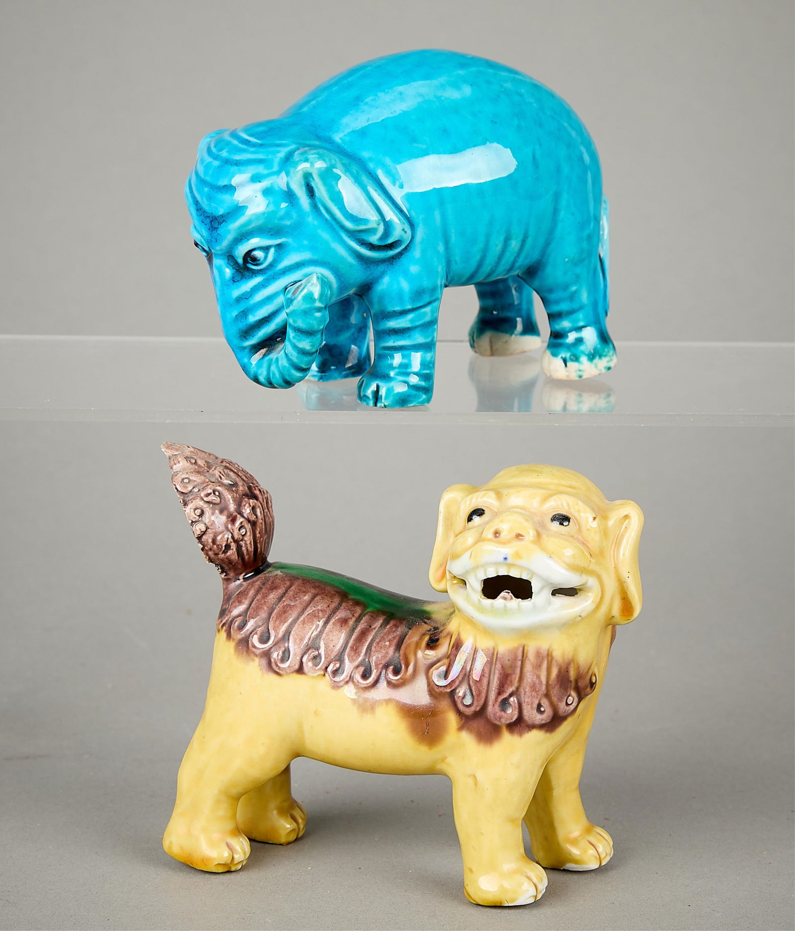 2 Chinese Bisque Ceramic Animal Figurines (1 of 4)