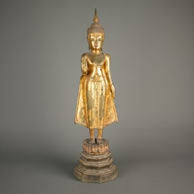 19th c. Thai Gilt Bronze Buddha Figure