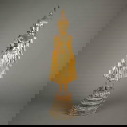 19th c. Thai Gilt Bronze Buddha Figure