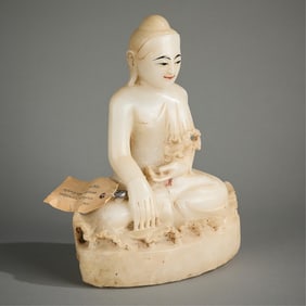 19th c. Burmese Alabaster Buddha w/ Export Seal