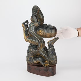 Antique Burmese Teak Hardwood Dancer Sculpture