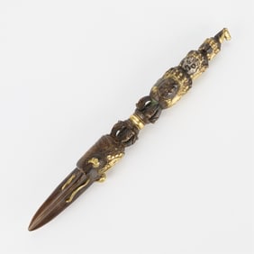 19th/20th c. Tibetan Bronze Ritual Phurba Dagger