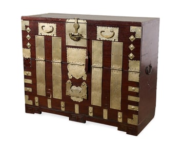 Korean Wood & Brass Bandaji Wedding Chest
