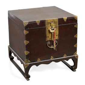 Korean Carved Wood Tansu Wedding Chest