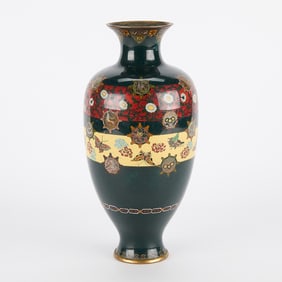 20th c. Japanese Meiji Cloisonne Baluster Vase