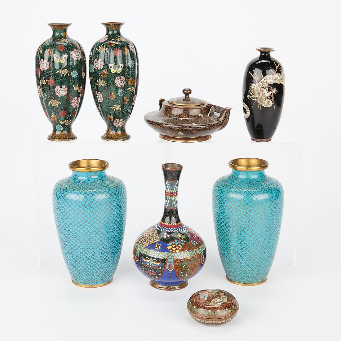 8 Small Japanese Cloisonne Vase Vessels (1 of 5)
