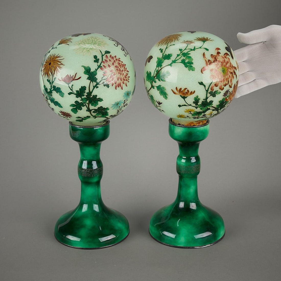 Pr Meiji Japanese Plique-a-Jour & Cloisonne Lamps (1 of 9)