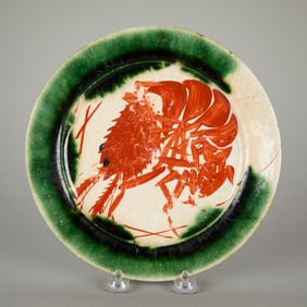 After Ogata Kenzan Oribe Ceramic Lobster Plate
