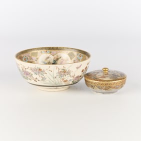 2 Japanese Meiji Satsuma Ceramic Vessels