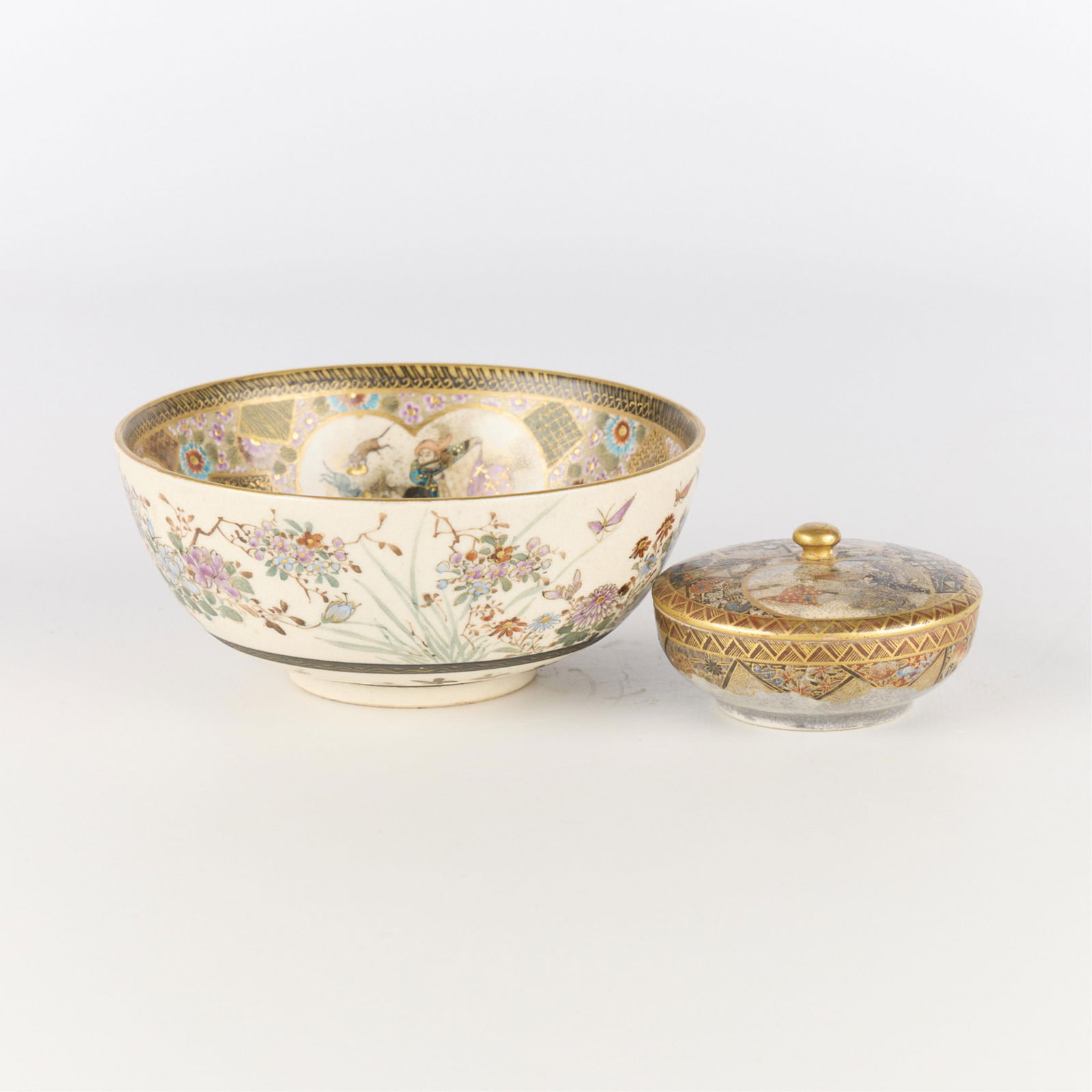 2 Japanese Meiji Satsuma Ceramic Vessels (1 of 4)