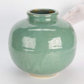 Large Japanese Celadon Ceramic Vase Pre-1900