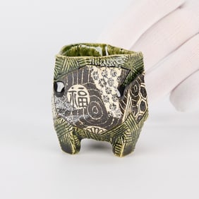 Makoto Yamaguchi Studio Pottery Oribe Sake Cup