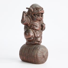Japanese Bizen Pottery Daikoku Okimono Figure