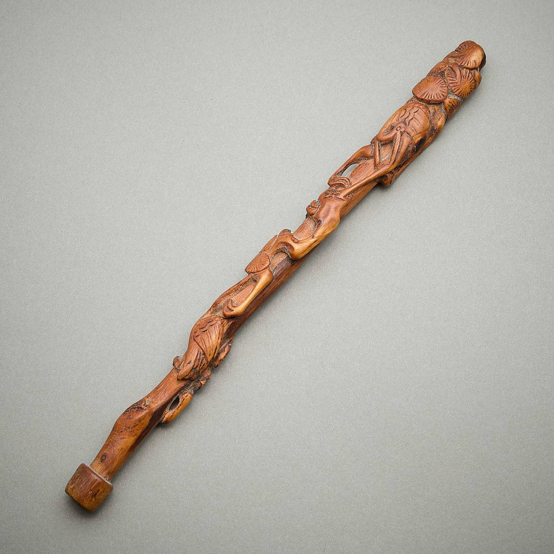 Japanese Crane & Tree Carved Tamper