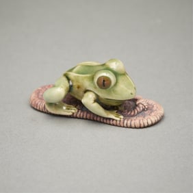 Armin Muller "Frog on a Sandal" Porcelain Netsuke