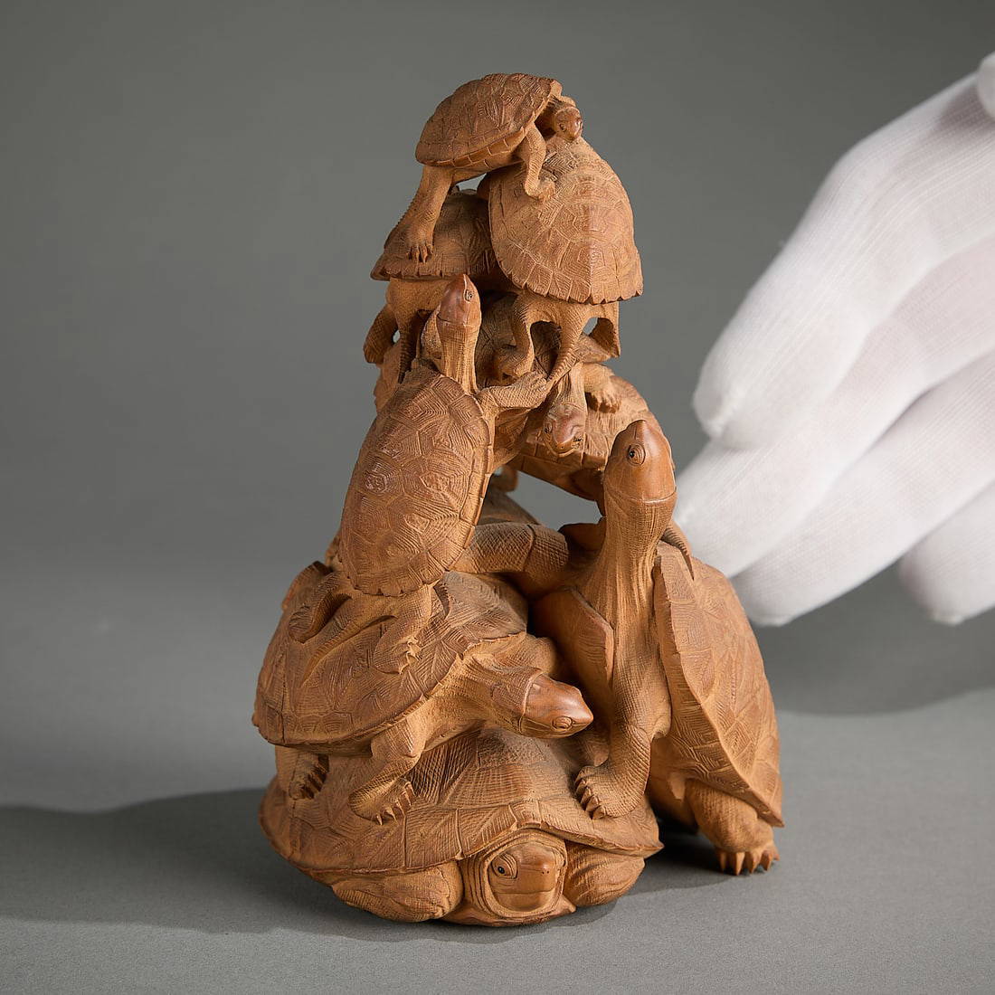 Japanese Boxwood Turtle Okimono - Signed Chuichi