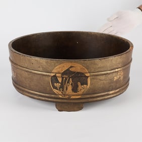 Japanese Carved & Lacquered Wood Wash Basin