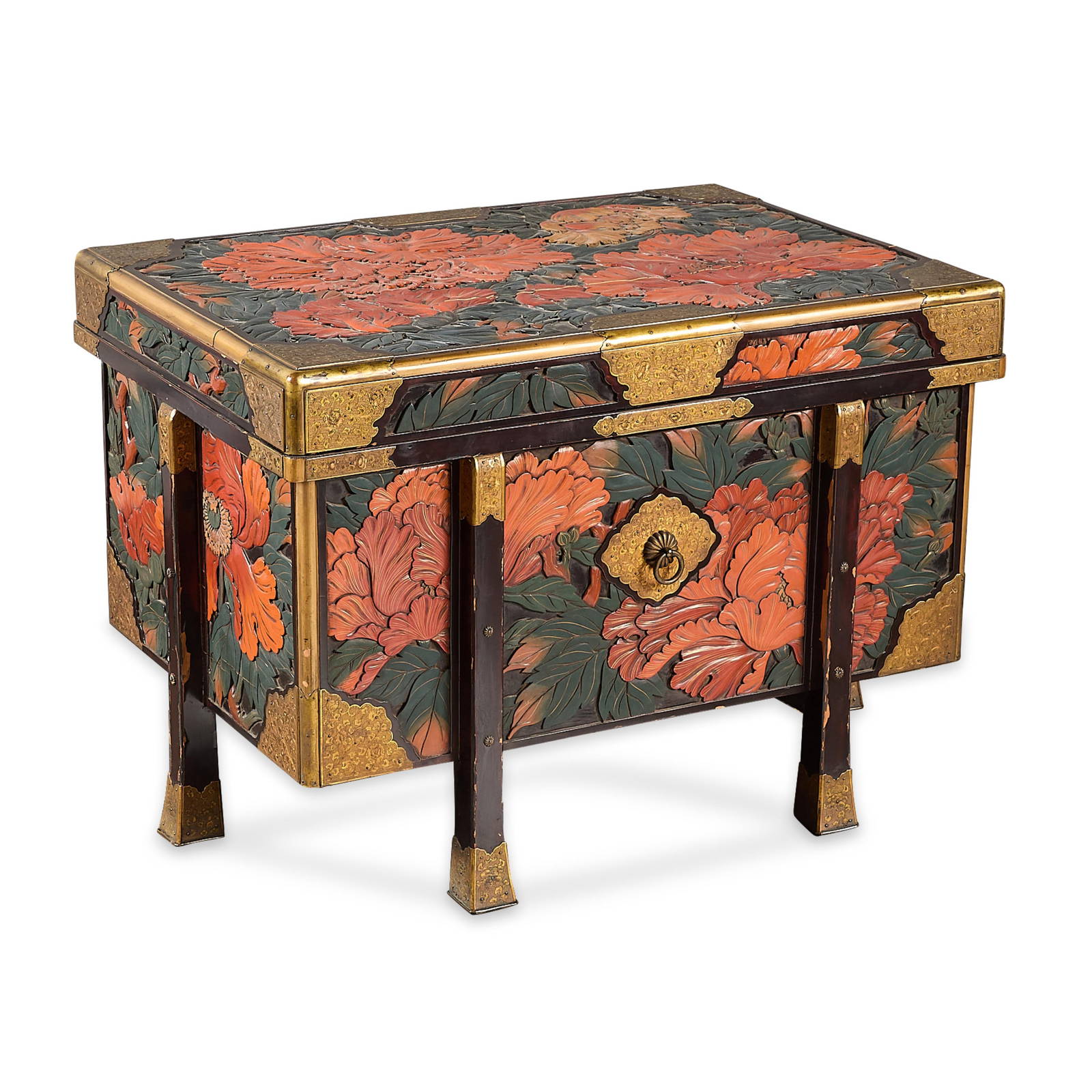 Japanese Edo Lacquered Wood Karabitsu Armor Chest