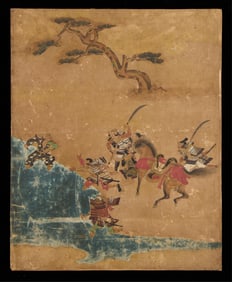 Japanese Samurai Screen Panel Painting
