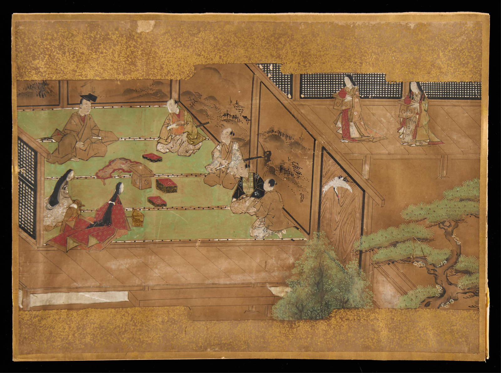 Japanese Ceremony Screen Panel Painting