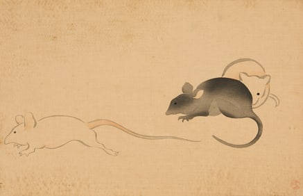 Ogata Kozin Ink Painting of Mice ca. 1920s