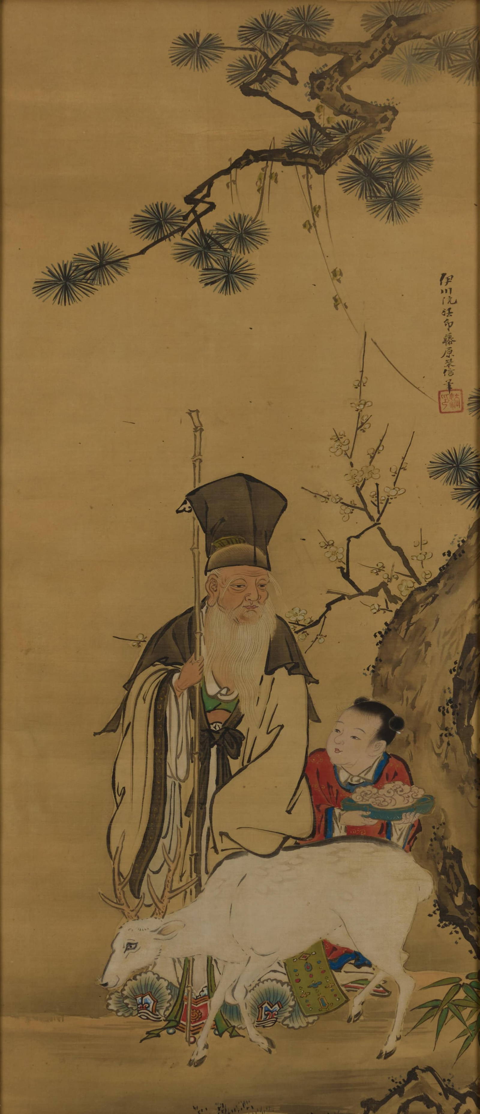 Japanese Jurojin Scroll Painting