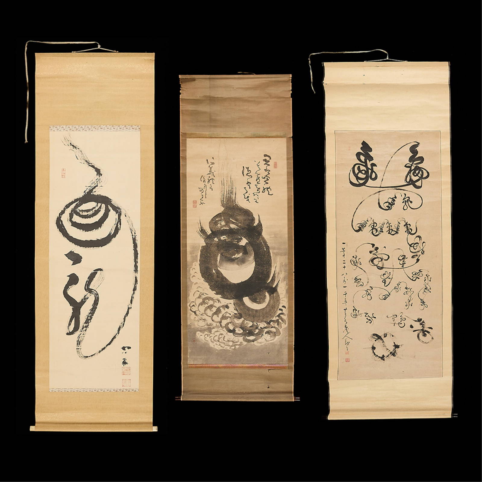3 19th-20th c. Japanese Scrolls