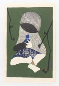 Kaoru Kawano "Conversation" Woodblock Print