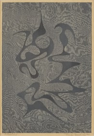 Toshi Yoshida "Floating" Abstract Woodblock Print